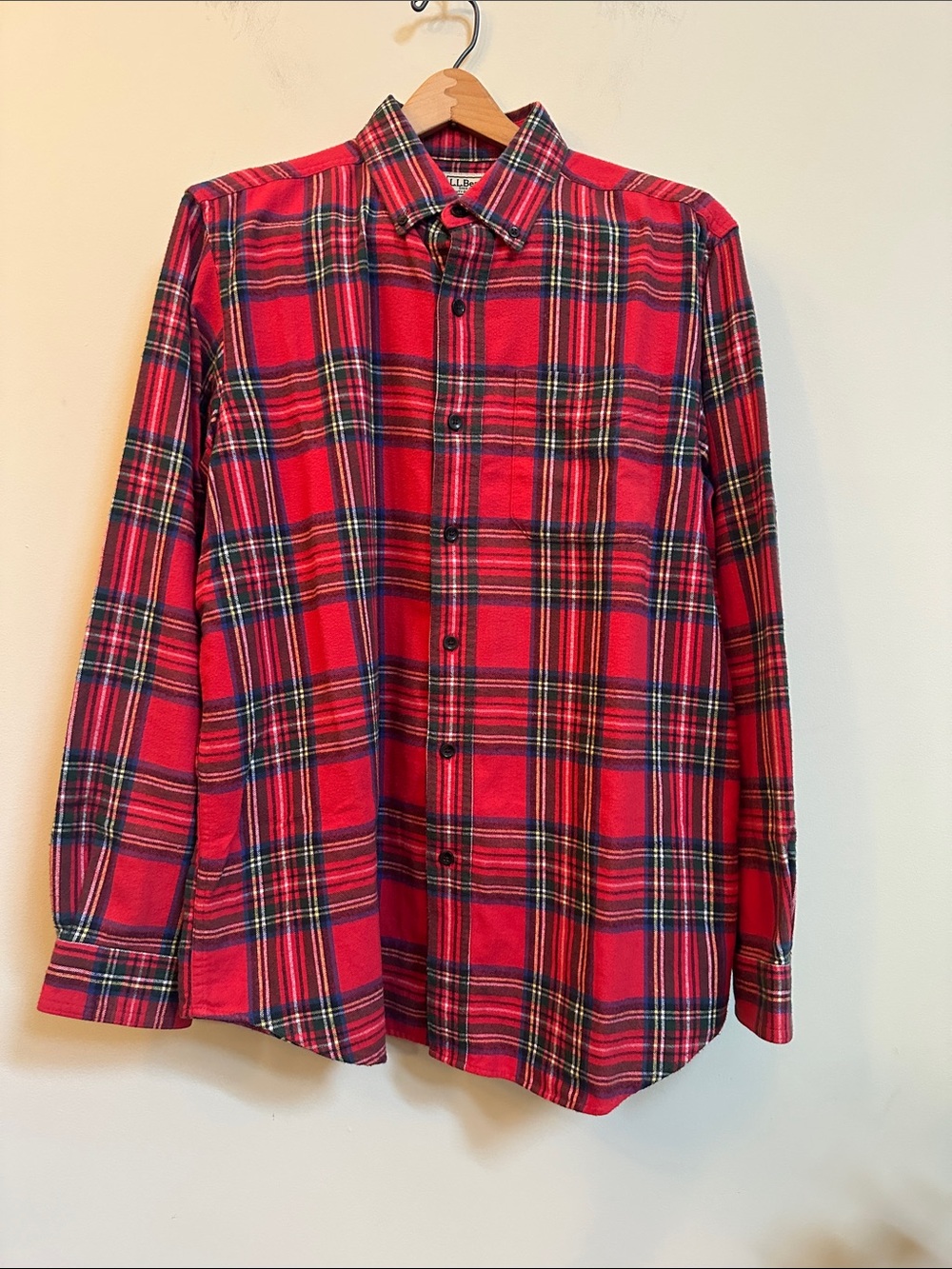 L.L. Bean Red Plaid Button-Down Shirt